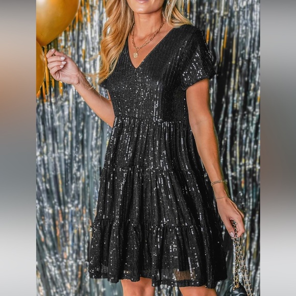 Cupshe Black Sequin Mini Dress - Picture 3 of 3